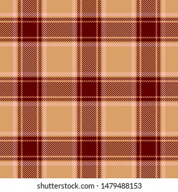Red and Beige Tartan Plaid Scottish Seamless Pattern. Texture from tartan, plaid, tablecloths, shirts, clothes, dresses, bedding, blankets and other textile.