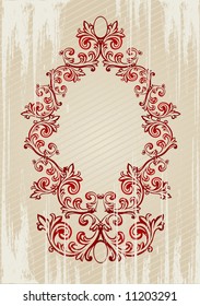 Vetor vermelho e bege ilustração de um quadro floral abstrato