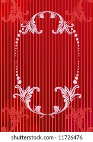 Red and beige vector illustration of an abstract floral frame