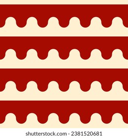 Red and beige yellow wavy striped background. Seamless repeating vector pattern.