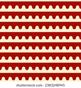Red and beige yellow wavy striped background. Seamless repeating vector pattern.