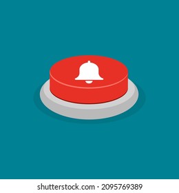 Red bell button. Alert concept. vector illustration