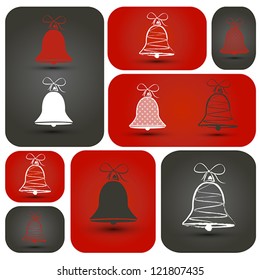 red bell card. christmas card.