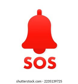 Rote Glocke, SOS-Notruf. Rufen Sie die Nummer 911 an. Rufen Sie um Hilfe. Vektorgrafik