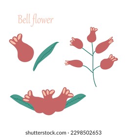 red bell flower oriental in folk style