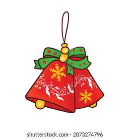red bell with green ribbon vector illustration 