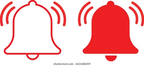 Conjunto de iconos de campana roja y símbolo de ilustración
