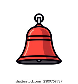 A red bell icon in simple flat style vector illustration