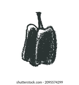 Red bell pepper. Calligraphy hand drawn illustration. Whole pod Bulgarian pepper drawing. Organic vegetable sign. Vegan food symbol. Healthy eat icon. Vegetarian doodle for eco market, bio products.