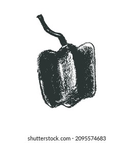 Pimienta roja. Ilustración dibujada a mano por caligrafía. Dibujo de pimienta búlgaro entero de bacalao. Signo de verdura orgánica. Símbolo de comida vegana. Icono de comer saludable. Doodle vegetariano para el mercado ecológico, bioproductos.