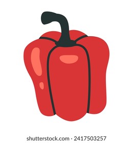 Red bell pepper, cartoon style. Trendy modern vector illustration isolated on white background, hand drawn, flat design