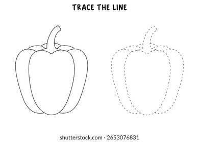 Red Bell Pepper páginas de coloração para crianças. Traço e cor Red Bell Pepper. Red Bell Pepper Vegetable Flashcard para crianças. Atividade divertida coloração Vegetal para jardim de infância e pré-escola.