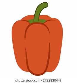 Pimiento rojo en estilo de ilustración plana para temas de cocina y comida saludables. Ideal para recetas, imágenes de nutrición, menús y marcas de alimentos.