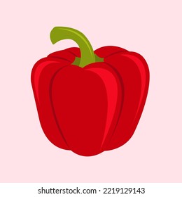 Red bell pepper flat vector illustration. Cute red bell pepper cartoon vector illustration for graphic design and decorative element