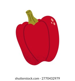 Red bell pepper. Fresh natural red vegetable. Sweet bellpepper. Flat vector illustration isolated on white background