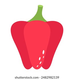 Red bell pepper. Fresh vegetable. Vector illustration.