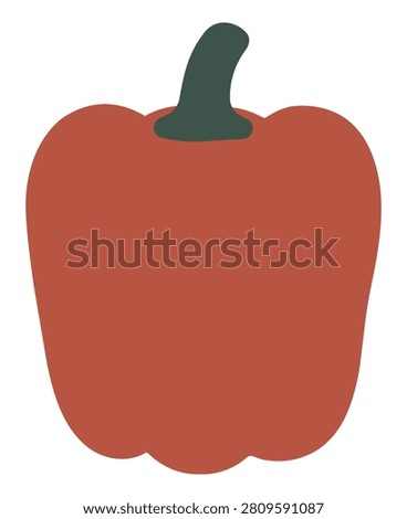 red bell pepper with green stem isolated on white background for grocery, cooking, healthy food, recipe, farmers market, and vegetable packaging design.