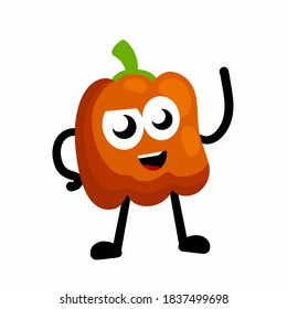 Pimienta roja. Personaje feliz. Temporada búlgara y mascota con una sonrisa. Ilustración de caricatura plana. Ingredientes y elementos de la cocina