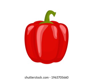 Red Bell pepper isolated on white background. Icon vector illustration.