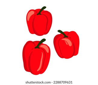 
Pimienta roja aislada en fondo blanco. Ilustración del vector