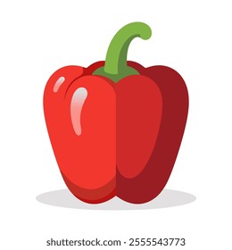 A red bell pepper isolated on white background - vegetarian food.