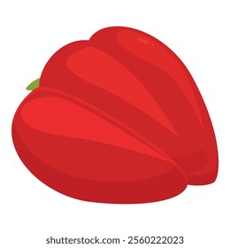 Red bell pepper lying on side isolated on white background