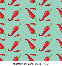 
Red bell pepper on a blue background, seamless modern pattern for your print. EPS