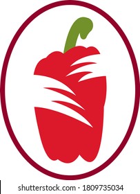 Red bell pepper popular vegetables good for health logo on white background agriculture and food concept