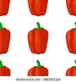 red bell pepper, seamless pattern, vector illustration
