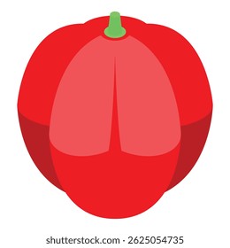 El pimiento rojo está sentado sobre un fondo blanco