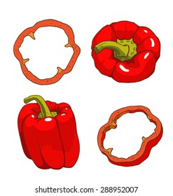 The red bell pepper with slices