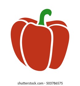 Red bell pepper or sweet capsicum flat vector icon for food apps and websites