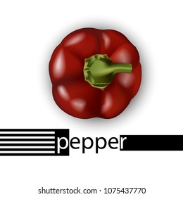 Red bell pepper top view. Vector illustration.