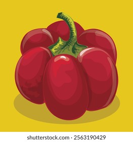 Red Bell Pepper Vector Illustration – Vibrant Food Graphic for Cookbooks, Recipes, and Food Packaging Design