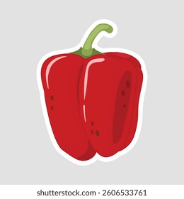 Red Bell Pepper Vector Illustration Sticker. Vector illustration of a fresh red bell pepper sticker. Perfect for healthy food designs, vegetable-themed graphics and culinary projects