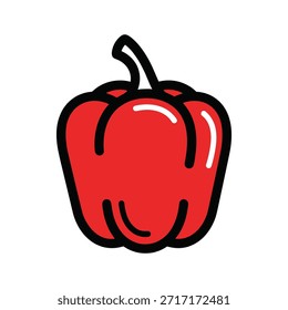 El Vector de pimiento rojo con fruta jugosa ofrece productos frescos para la nutrición. Capsicum annuum es un vegetal saludable para ensalada. Icono o impresión de Vector de pimienta dulce