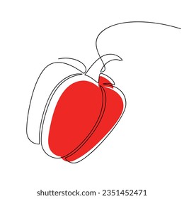 Vector de pimiento rojo. Ilustración de línea continua dibujada a mano. Icono de contorno vegetal. Planta de jardín. Silueta lineal mínima. Diseño gráfico, impresión, banner, tarjeta, folleto, cartel, doodle, símbolo.