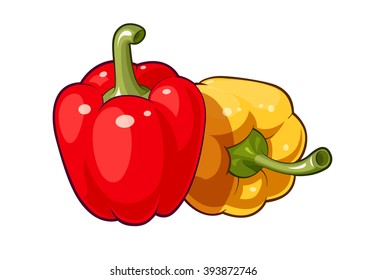 Red bell peppers vector illustration. Isolated white background. Transparent objects used for lights and shadows drawing. illustration