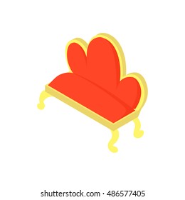 Red bench in museum icon in cartoon style isolated on white background vector illustration