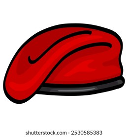 Red Beret Army Headgear Vector Illustration