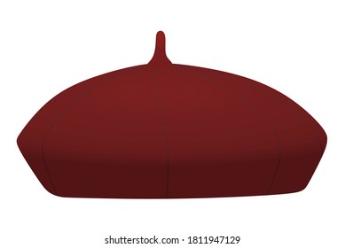 Red  beret hat. vector illustration