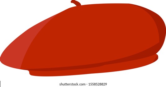 Red beret, illustration, vector on white background.