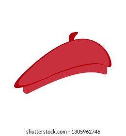 Red beret on white background, vector