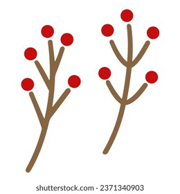 Red berries decoration material, vector