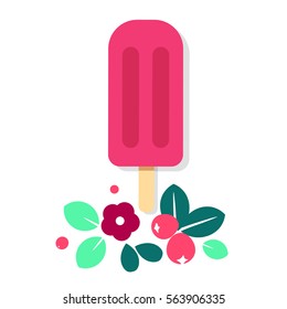 Red Berries Ice cream vector creative illustration, modern composition isolated color design