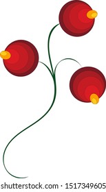 Red berries on white background. Vector illustration,