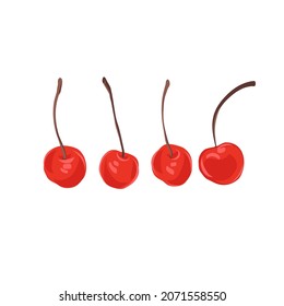 Red berry cherry vector clip art set isolated on white. Valentines day sweets illustration collection. Sweet treats graphic elements for romantic design
