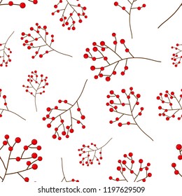 Red Berry Christmas on White Background. Vector Illustration.
