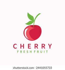 Red berry fruit garden plant silhouette design template cherry logo vector illustration