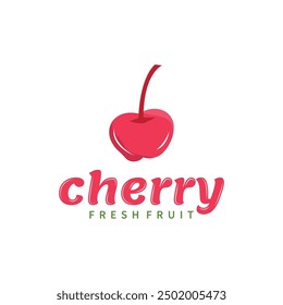 Red berry fruit garden plant silhouette design template cherry logo vector illustration